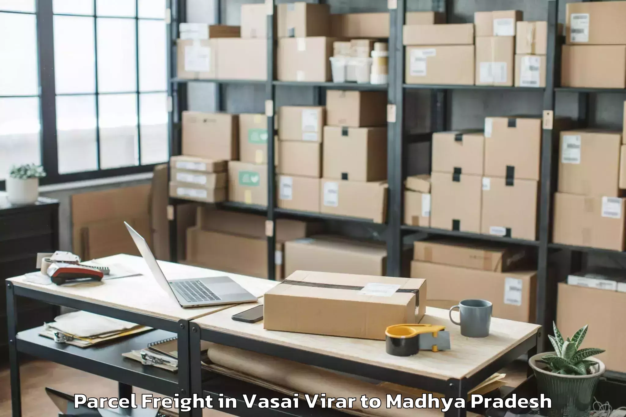 Hassle-Free Vasai Virar to Malwanchal University Indore Parcel Freight